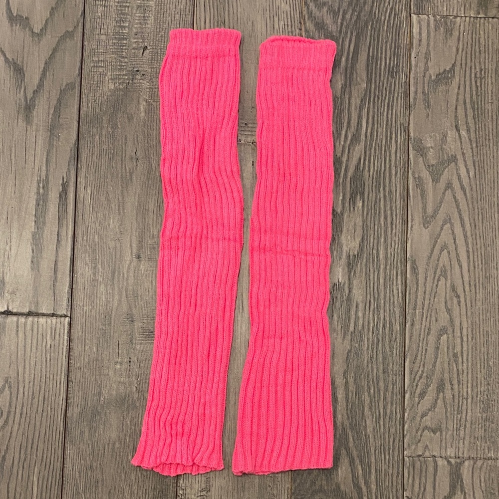 Bright Pink Ribbed Women's Leg Warmers
